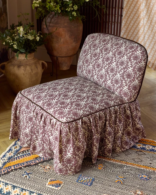 Meet our new CINNY Slipper Chair 

A joyful, classic slipper chair, with a low profile and relaxed shape that’s perfect for bedrooms, dressing rooms, or that quiet little corner that needs a lift.

We’ve dressed this one in Vivien in Damson — bold, beautiful, and kept it romantic with a gathered skirt and matching swiss velvet piping. Super comfy, beautifully made, and full of character. 🤎 

Available at cinny.co.uk or drop us an email at info@cinny.co.uk for enquiries.