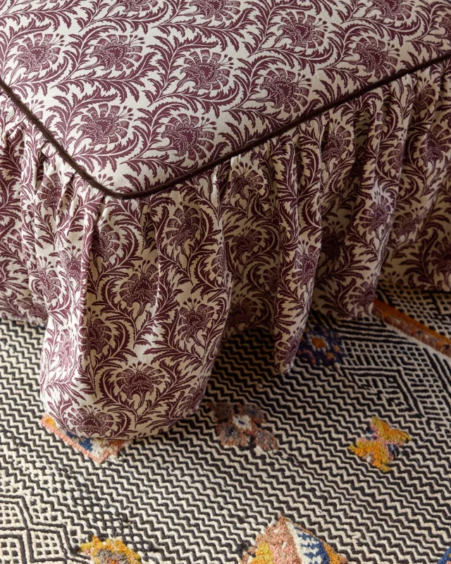 CINNY Slipper Chair upholstered in Vivien in Damson and available to buy at Cinny, a one-off unique little chair. With its covetable proportions, low back and generous width. One to cherish 🤎